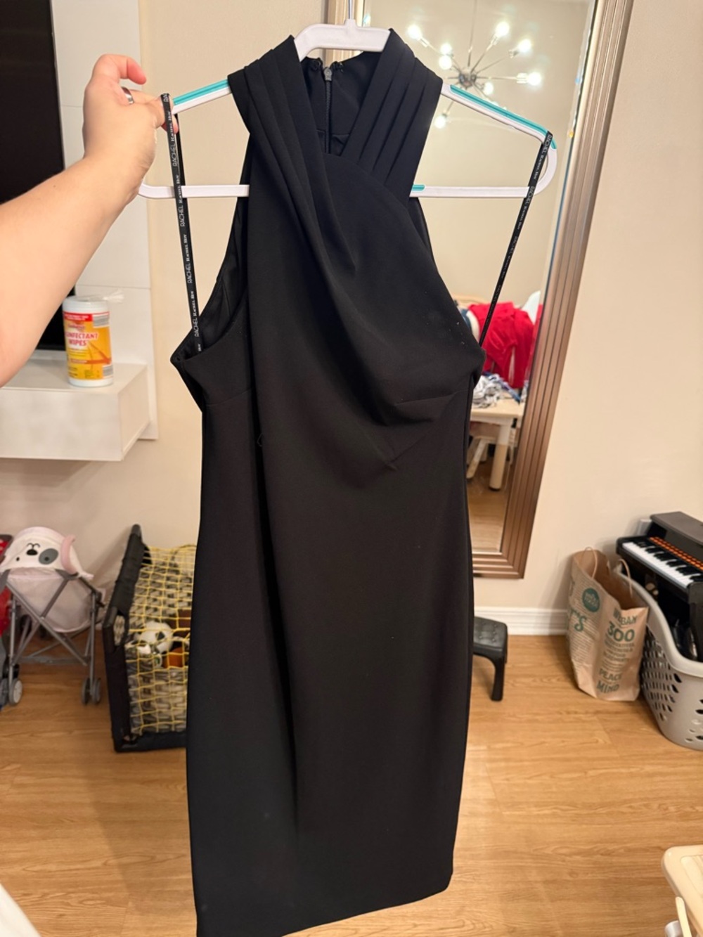 Rachel One-Shoulder Black Sheath Dress